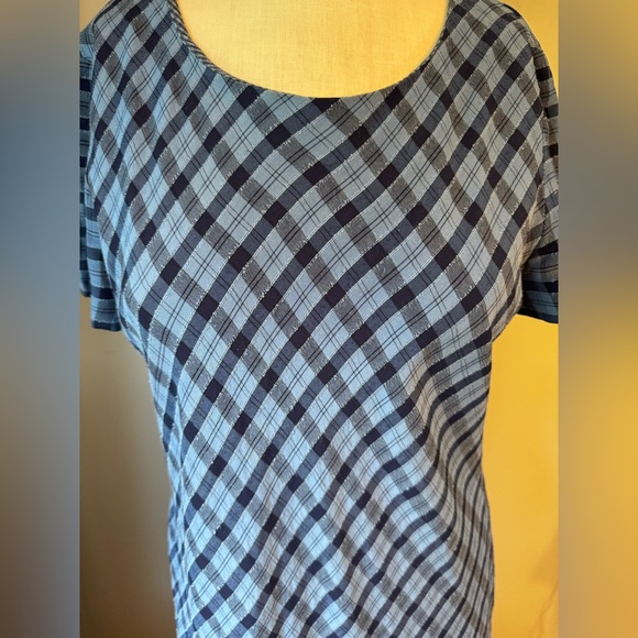 Talbots Sky Blue Plaid Tie Back Lightweight Preppy Shift Maxi Dress Sz 12 - Picture 4 of 10